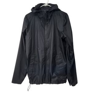 REI CO-OP Black Lightweight Full Zip Hooded Rain Jacket Windbreaker Men's L